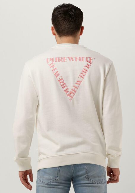 Gebroken wit PUREWHITE Trui CREWNECK WITH BIG EMBROIDERY AT BACKSIDE - large