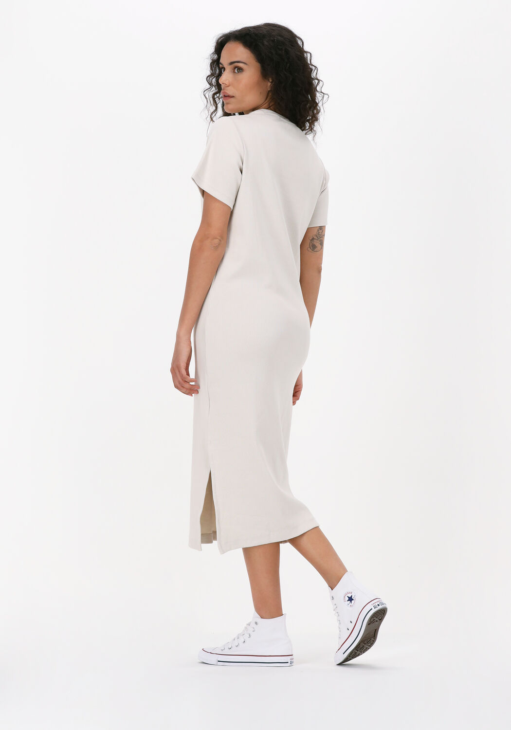 Gebroken wit CALVIN KLEIN Midi jurk CK RIB LONG T SHIRT DRESS Omoda