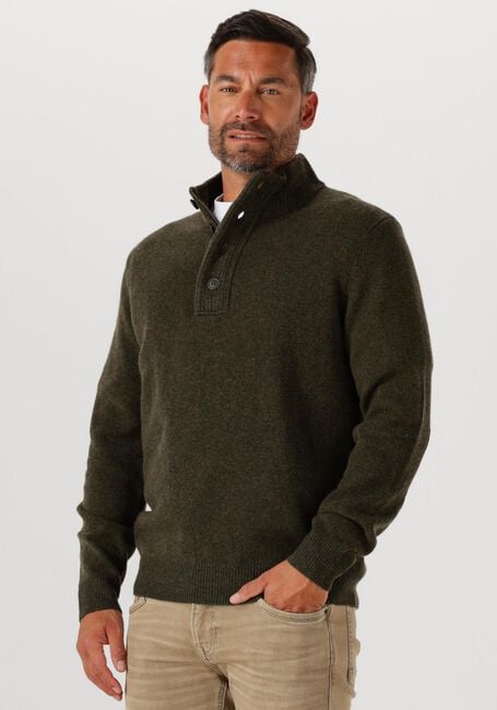 Donkergroene BARBOUR Trui ESSENTIAL PATCH HALF ZIP KNITTED JUMPER - large