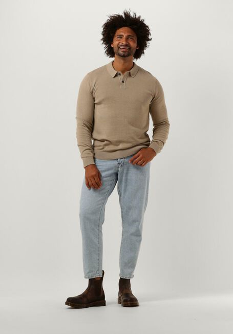 Zand SELECTED MEN Trui SLHREG-DAN KNIT LS POLO O Zand SELECTED MEN Trui SLHREG-DAN KNIT LS POLO O - large