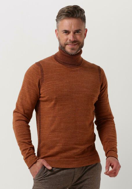 CAST IRON Col roulé TURTLENECK COTTON HEATHER PLATED en marron - large