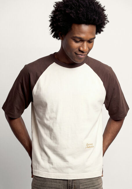 Witte POCKIES T-shirt L.A. PETANQUE RAGLAN TEE - CHOCOLATE O/W - large