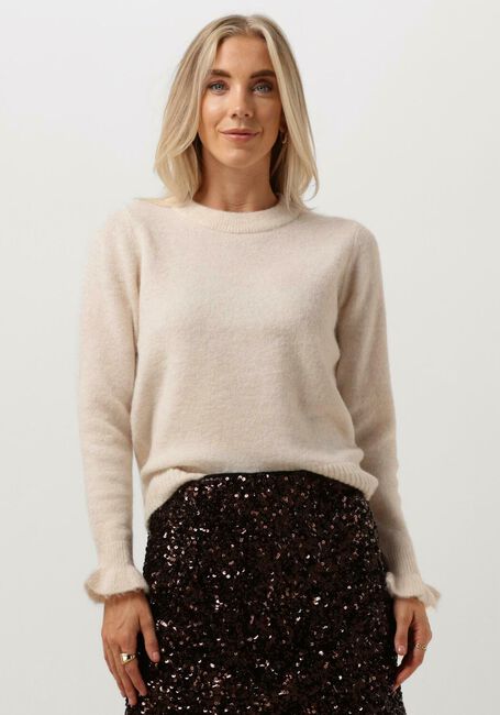Beige SELECTED FEMME Trui SLFSIA RAS LS KNIT FRILL CUFF O-NECK B - large