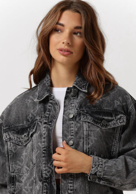 Grijze ALIX THE LABEL Spijkerjas LADIES WOVEN DENIM TEXT JACKET - large