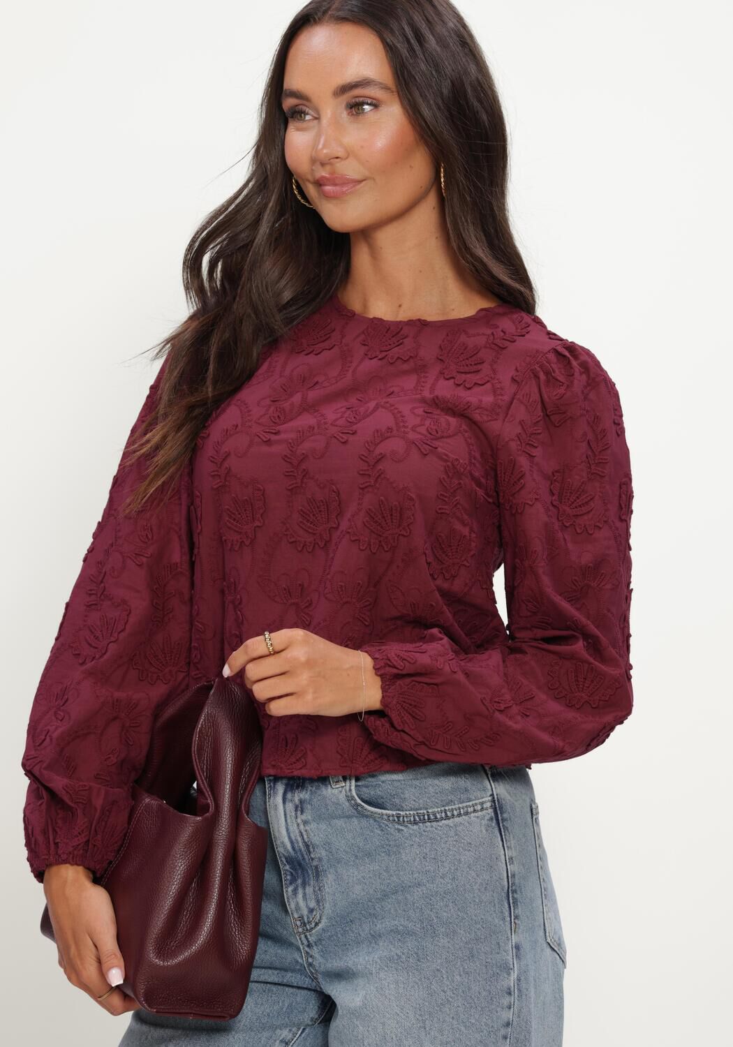 Bordeaux OBJECT  OBJMYA RE L/S TOP NOOS - large