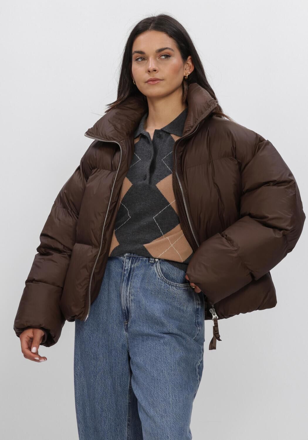 SECOND FEMALE RIYA PUFFER JACKET Vestes en marron - large