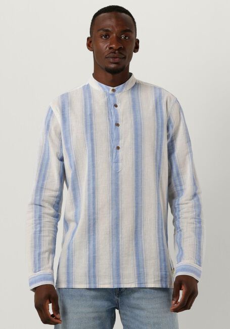 SCOTCH & SODA Chemise d&eacute;contract&eacute; COTTON LINEN BLEND KAFTAN IN CHECKS AND STRIPES en blanc - large