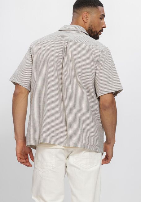 LES DEUX Chemise d&eacute;contract&eacute; LUKAS STRIPE COTTON LINEN SS SHIRT &Eacute;cru - large