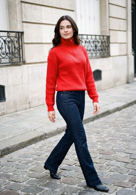 TWNS Pull LONG-SLEEVED TRUCKER-NECK PULLOVER en rouge - large