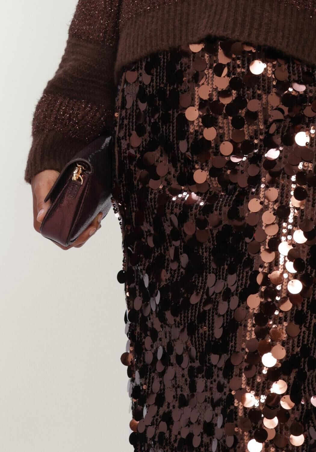 POM AMSTERDAM Jupe maxi LINA CHOCOLATE BROWN en marron - large