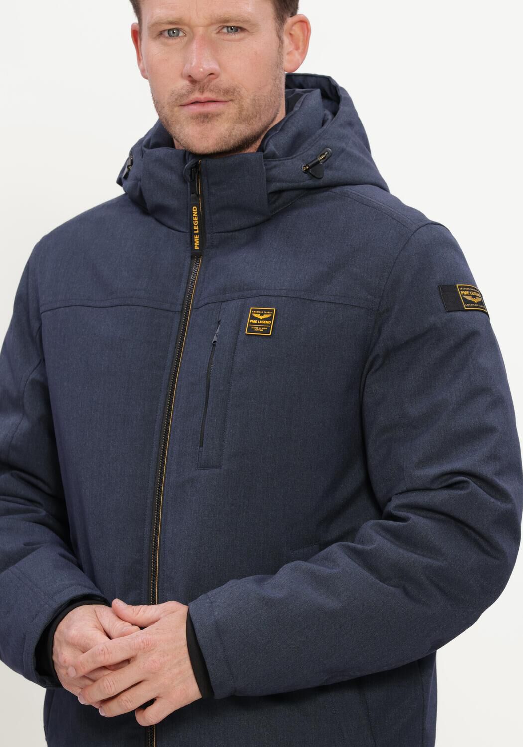 PME LEGEND Jack SEMI LONG JACKET STRATOR MELANGE TWILL Bleu fonc&eacute; - large