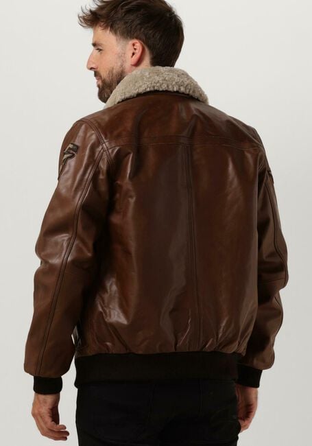 Bruine PME LEGEND Leren jas BOMBER JACKET HUDSON BUFF LEATHER - large