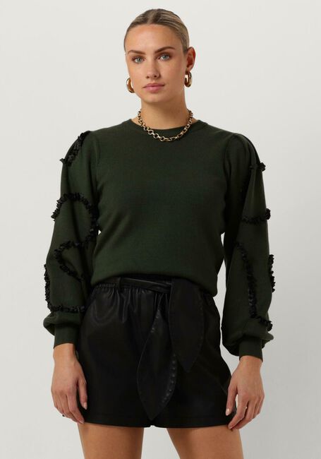 Donkergroene OBJECT Trui OBJDIDI L/S O-NECK KNIT PULLOVER - large