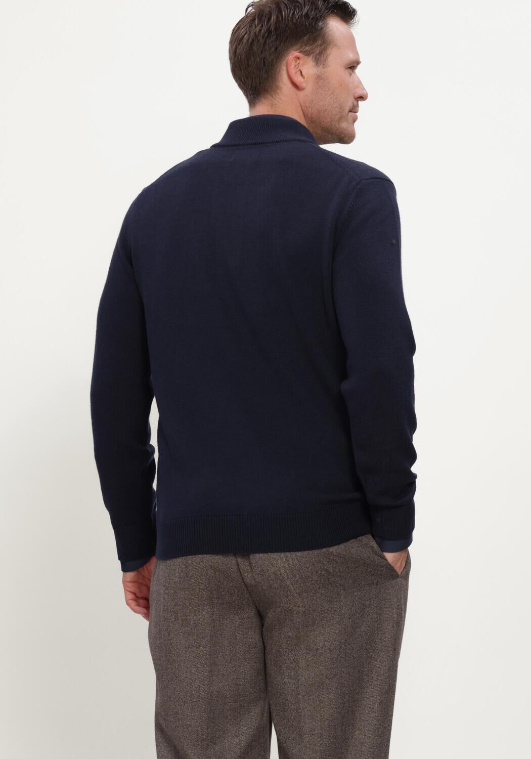STEFANO LAURAN Pull DOUBLE KNIT ZIP Bleu fonc&eacute; - large