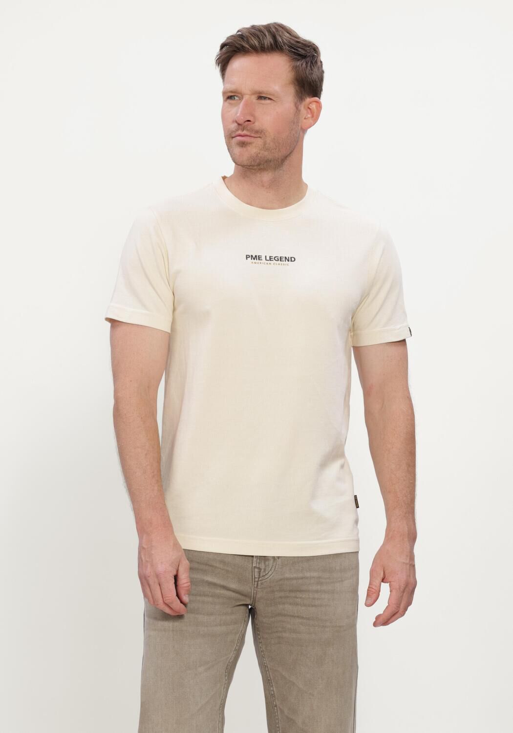 Ecru PME LEGEND T-shirt SHORT SLEEVE R-NECK FLAT WAFFLE JERSEY - large