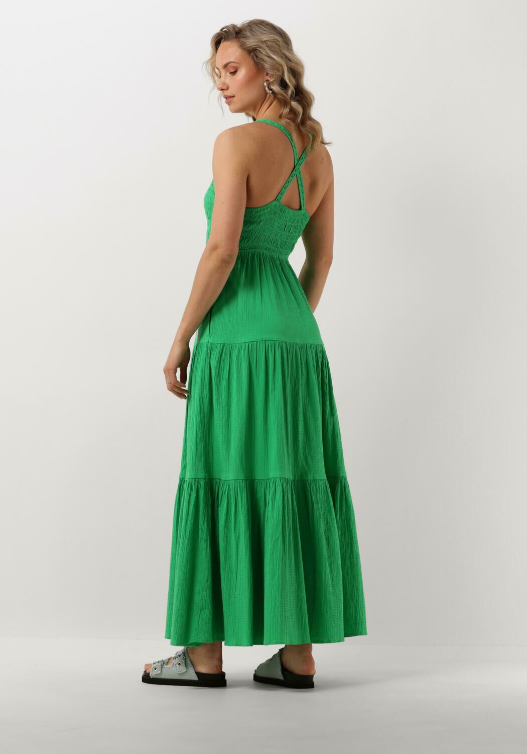 Groene SCOTCH SODA Maxi jurk MAXI DRESS WITH SMOCK DETAIL Omoda