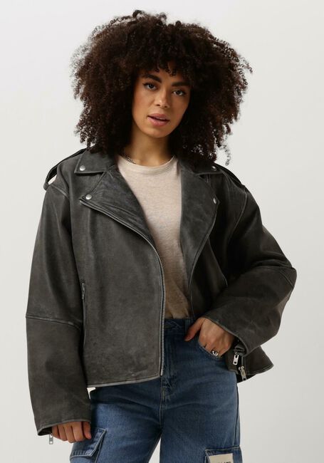 MODSTRÖM Veste en cuir HULLAMD JACKET en gris - large