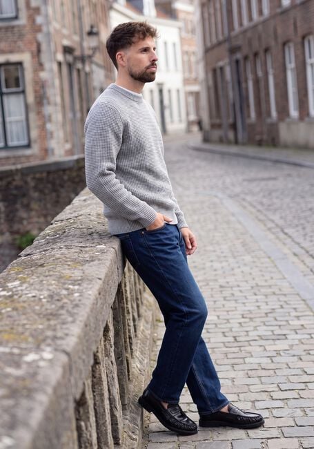 SELECTED MEN Pull SLMRAI LS KNIT WAFFLE CREW NECK en gris - large