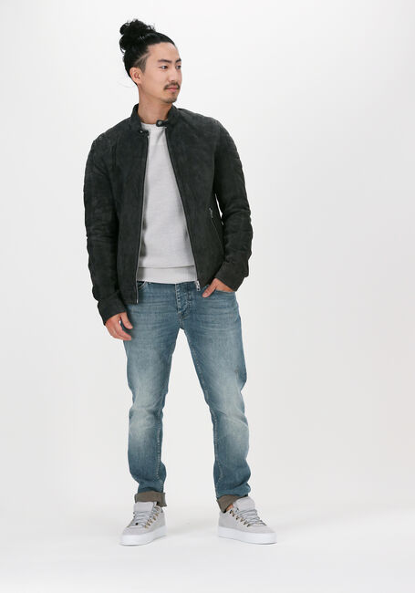 Grijze GOOSECRAFT Leren jas GC ANYTIME BIKER - large