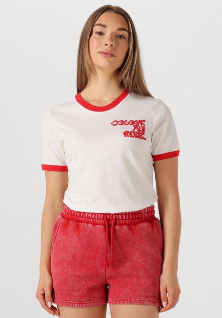 COLOURFUL REBEL T-shirt LOGO WAVE RINGER BOXY TEE en rouge - large