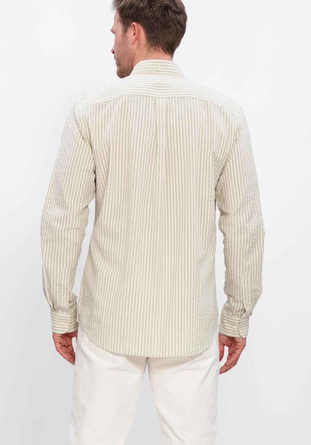 Groene BARBOUR Casual overhemd CRESSWELL SEERSUCKER - large