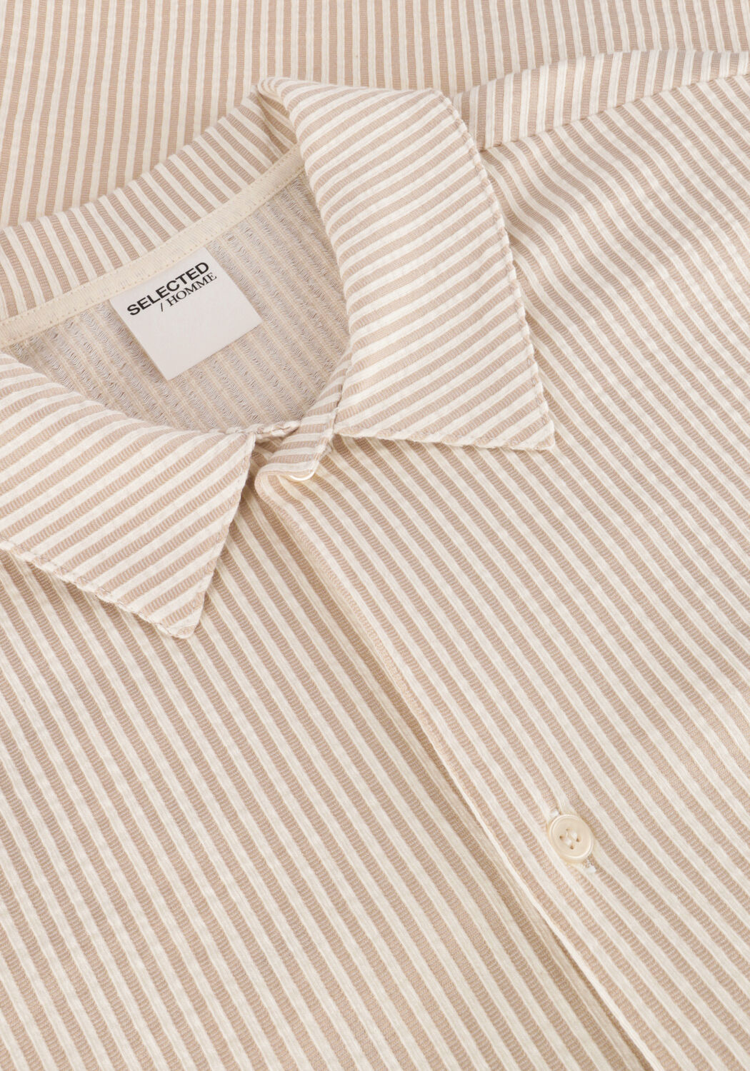 Taupe SELECTED MEN Casual overhemd SLHRELAXBEN SEERSUCKER SS JERSEY SHIRT - large