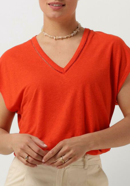 SCOTCH & SODA Haut V-NECK LADDER DETAIL LOOSE FIT T-SHIRT en orange - large