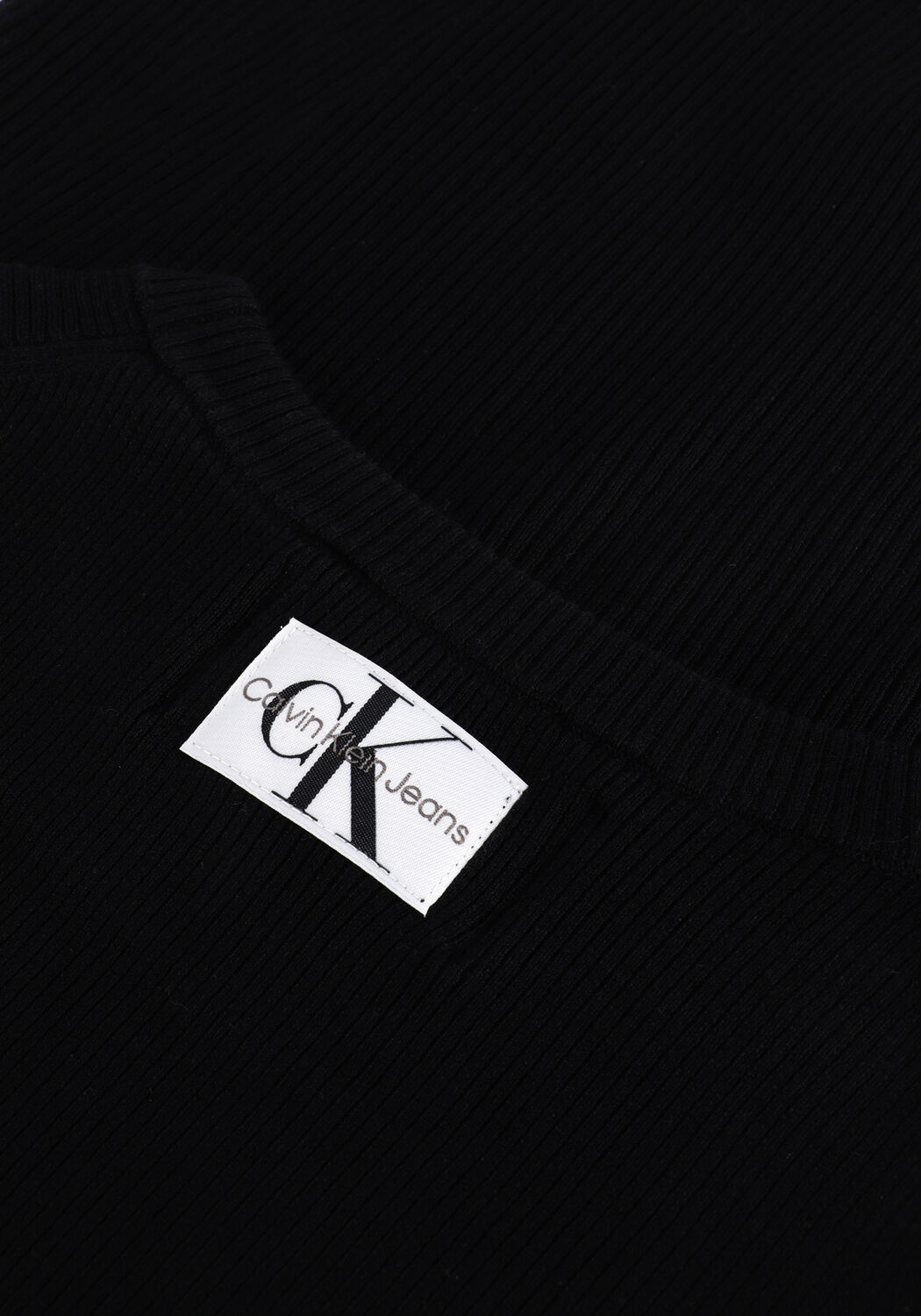 Zwarte CALVIN KLEIN Mini jurk BADGE KNITTED SLEEVES DRESS - large