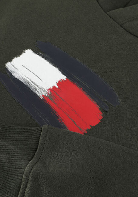 Donkergroene TOMMY HILFIGER Sweater FLAG HOODIE - large