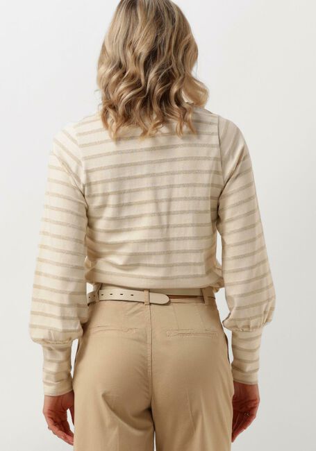 SUMMUM Pull BALLOON SLEEVE TOP GLITTER STRIPE HEAVY JERSEY Blanc - large
