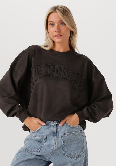 Donkergrijze HAUTE L'AMITIÉ Sweater L'AMITIÉ APPLICATION SWEATER - large