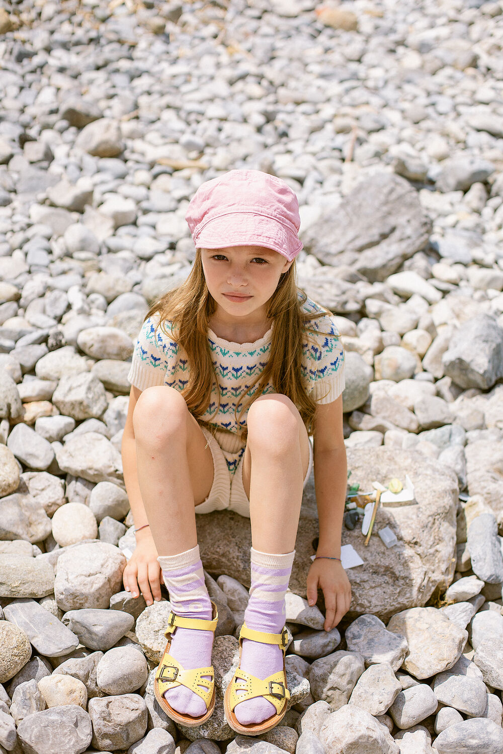 Creme WANDER & WONDER T-shirt FLORAL KNIT TWIN SET - large