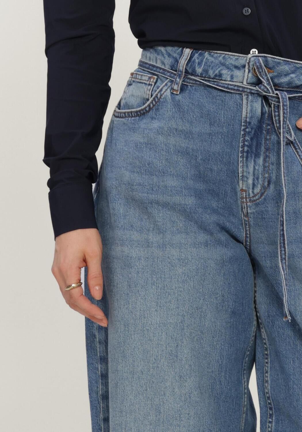Lichtblauwe STUDIO ANNELOES Wijde broek Babet denim trousers - large