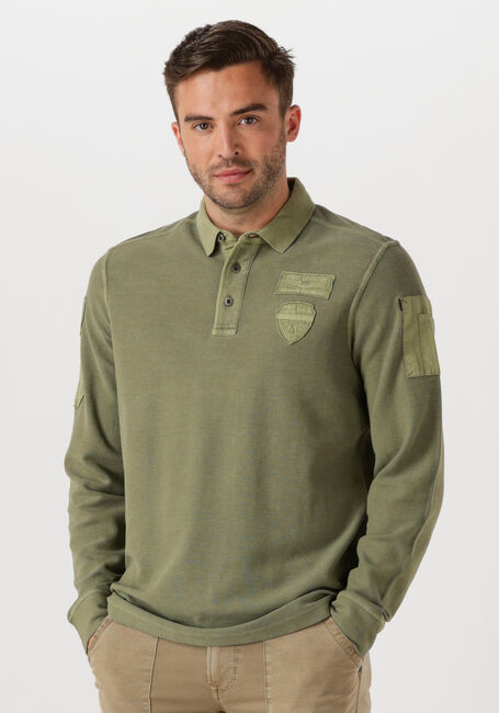 PME LEGEND Polo LONG SLEEVE POLO STRUCTURED PIQUE GARMENT DYED en vert - large