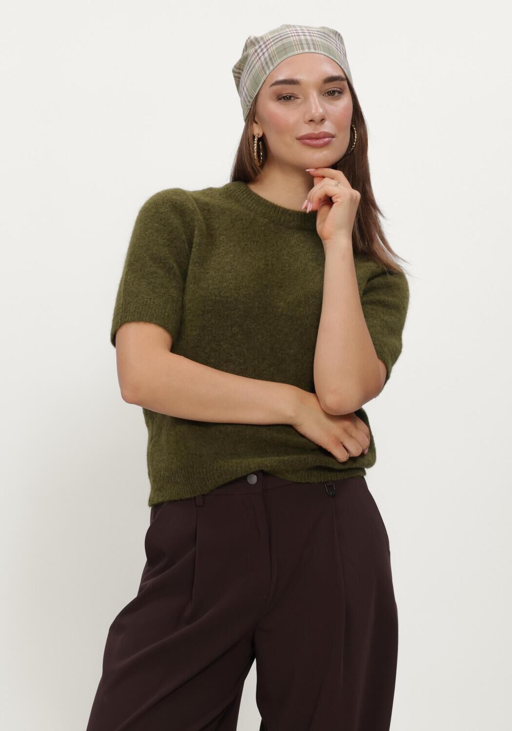 Groene Y.A.S. Trui YASJOHI SS WOOL BLEND PULLOVER - large