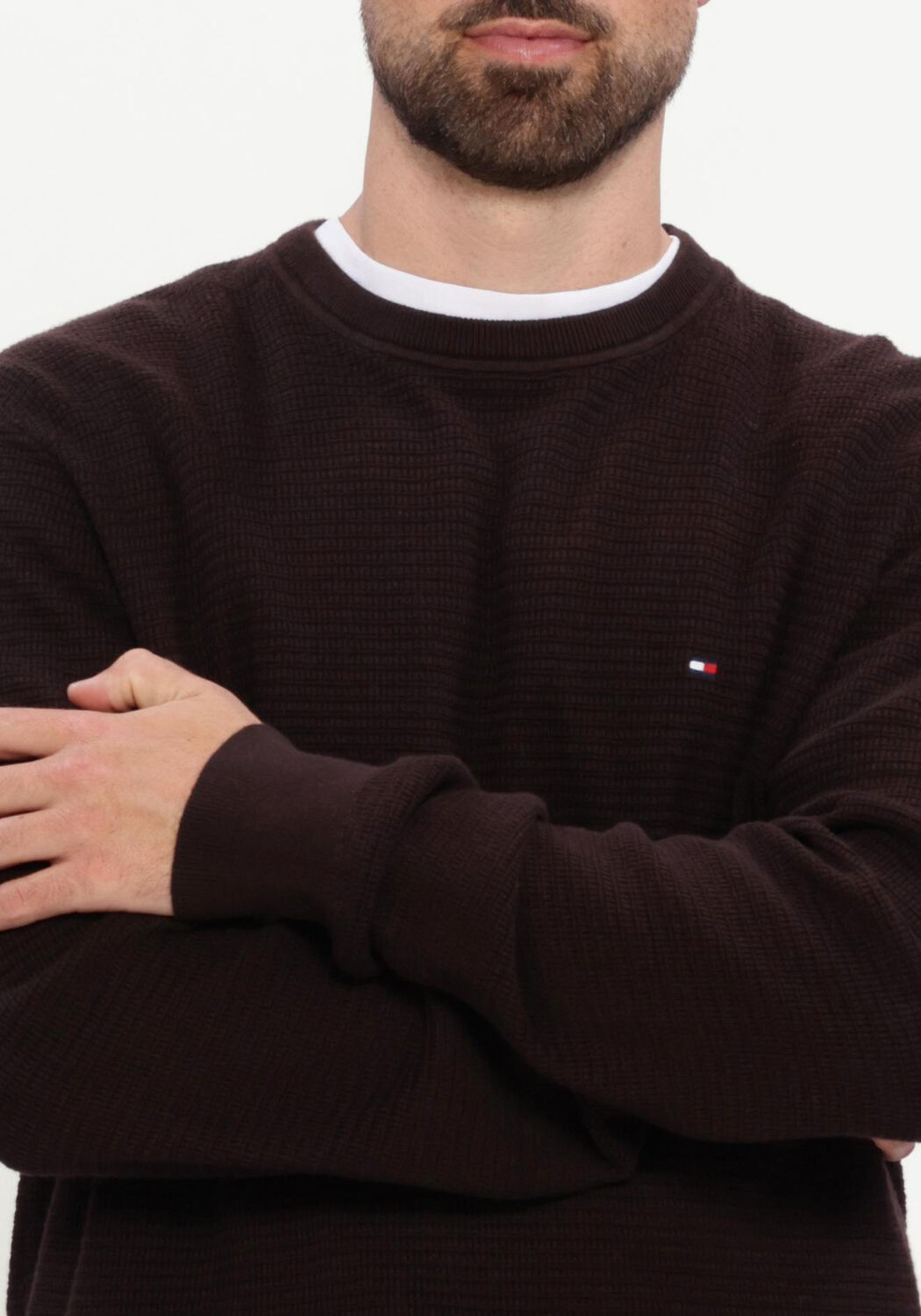 Bruine TOMMY HILFIGER Trui PIMA CTN CASH STRUCTURE CREWNECK - large
