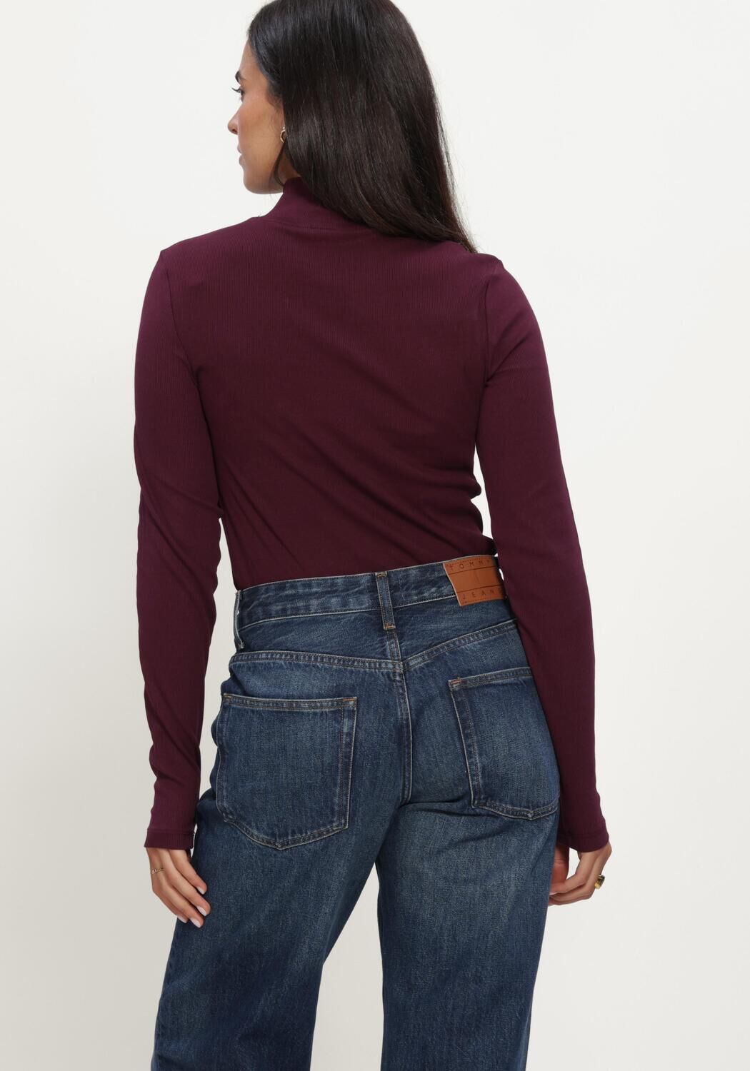 Bordeaux TOMMY JEANS Trui TJW ESSENTIAL MOCK NECK - large