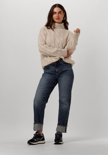 TOMMY HILFIGER Col roulé SOFT WOOL CABLE ROLL-NK SWEATER en beige - large