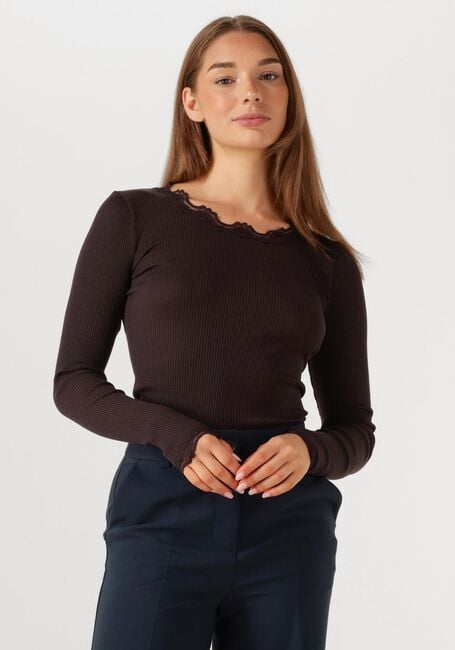 Bruine ROSEMUNDE Top BABETTE SILK T-SHIRT LACE - large