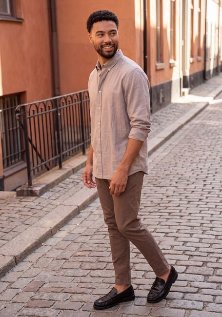 Grijze SELECTED MEN Casual overhemd SLMREGCOLE JAY MELANGE LS SHIRT NOOS - large