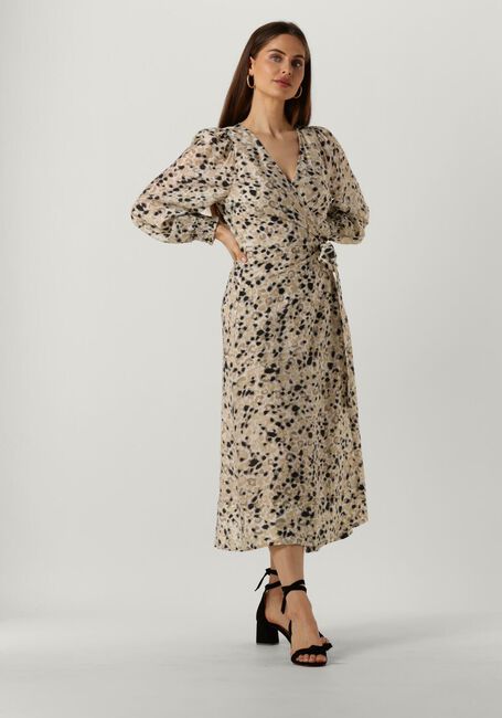 SECOND FEMALE Robe midi GAURA WRAP DRESS en beige - large