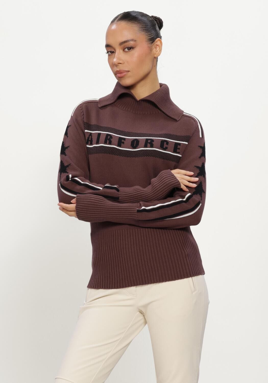 AIRFORCE Col roul&eacute; ELDORA MOUNTAIN KNIT en marron - large