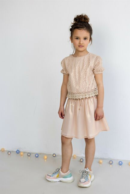 Roségouden NONO Mini jurk MAYKA GIRLS LACE DRESS LIGHT GOLD - large