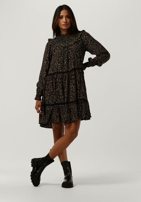 SCOTCH & SODA Mini robe SMOCKED AND TIERED LONG SLEEVED DRESS en noir - large