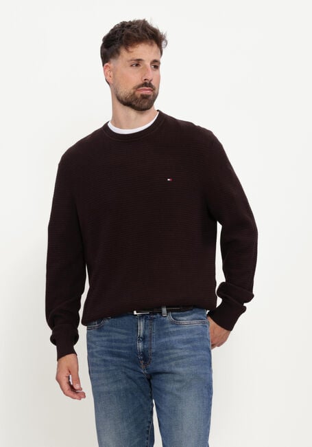 Bruine TOMMY HILFIGER Trui PIMA CTN CASH STRUCTURE CREWNECK - large