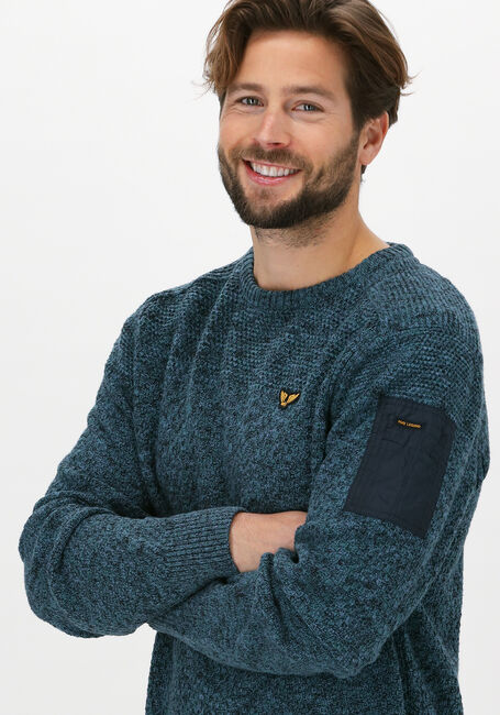 Blauwe PME LEGEND Trui R-NECK COTTON MOULINE - large