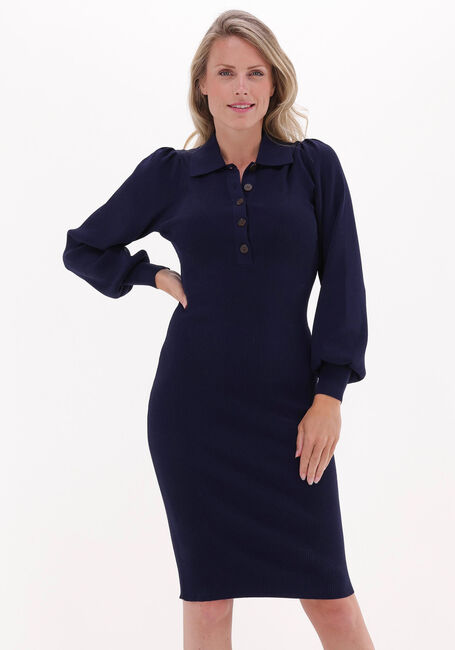 SECOND FEMALE Robe midi LEE KNIT DRESS Bleu foncé - large