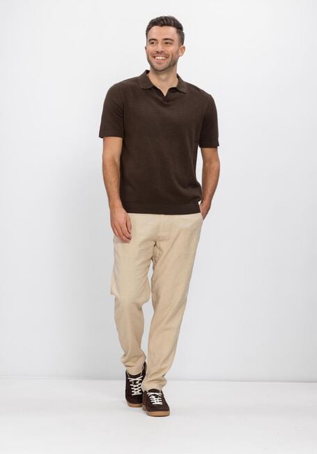 SELECTED MEN Polo SLHMATTIS SS KNIT SUN OPEN POLO en marron - large