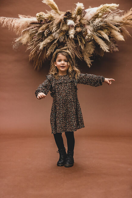 Bruine LOOXS Little Mini jurk 2331-7801 Omoda