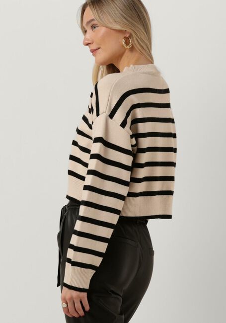 Ecru NEO NOIR Trui REBEKKA STRIPE KNIT BLOUSE - large